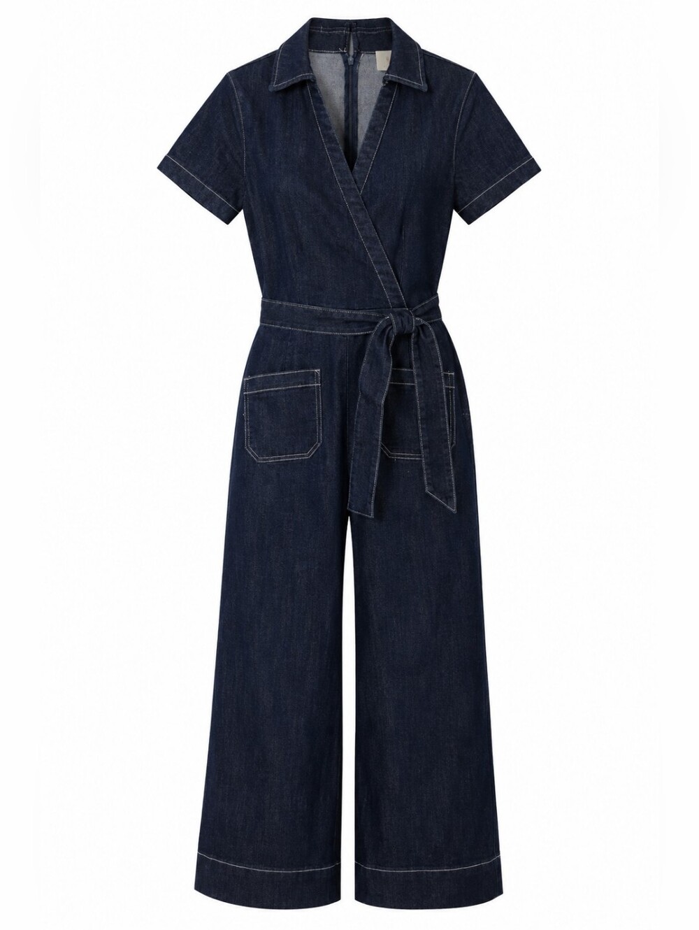 Maeve Colette Denim Wrap Front Wide Leg Jumpsuit Size 6 Anthropologie